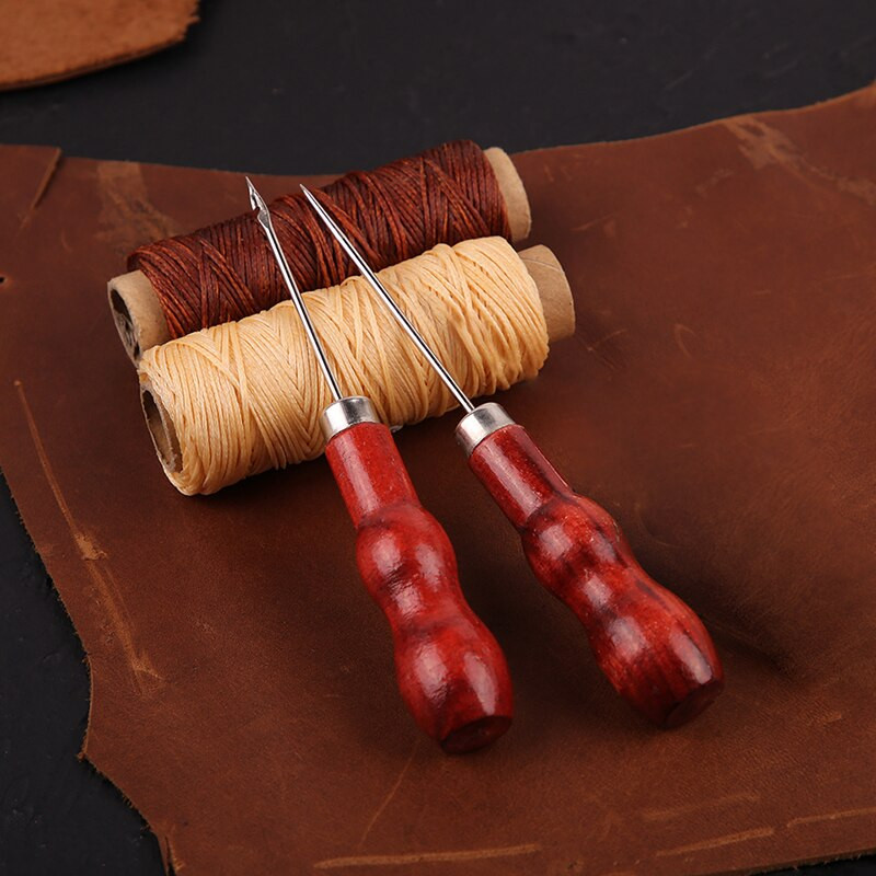 Vastupidav nahast puidust käepidemega Awl Tööriistad Käsitsi õmbleja Erinevate stiilidega nahast õmblustööriistad meisterdamiseks nahast käsitöötööriistade komplekti