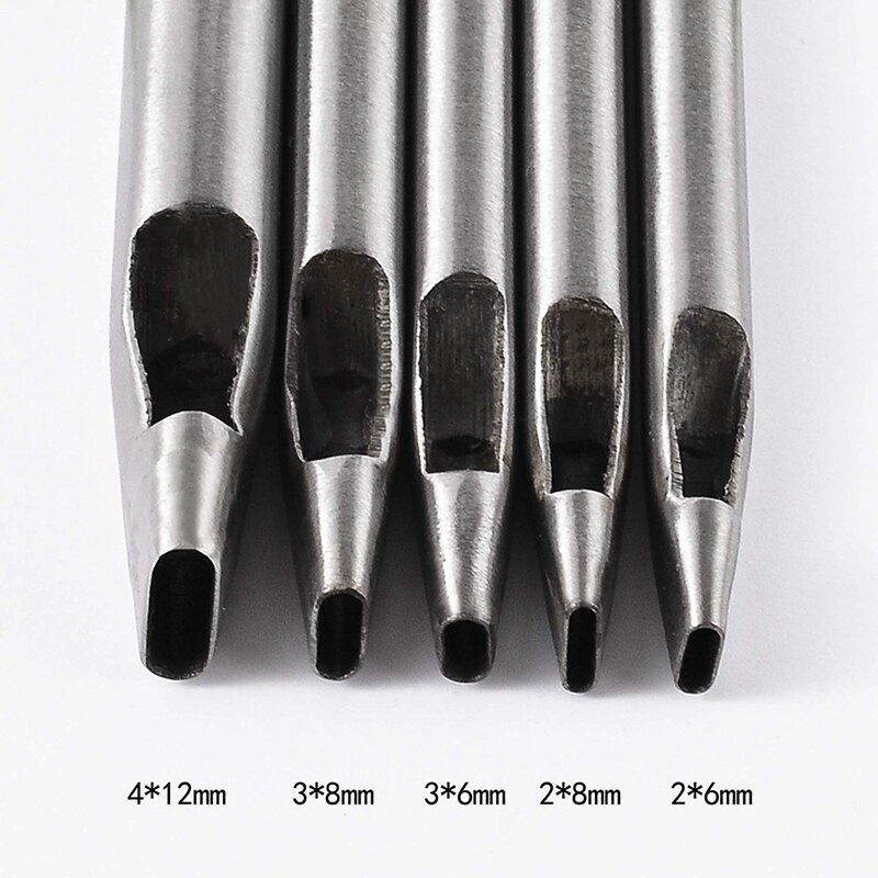 Hot XD-15 Pieces Δερμάτινα Εργαλεία χειροτεχνίας Ημι-στρογγυλός κόφτης Διάτρηση στρογγυλός και οβάλ σχήματος Τρύπα κοπτήρας ζώνης ρολόι Φλάντζα ταινίας Hollo