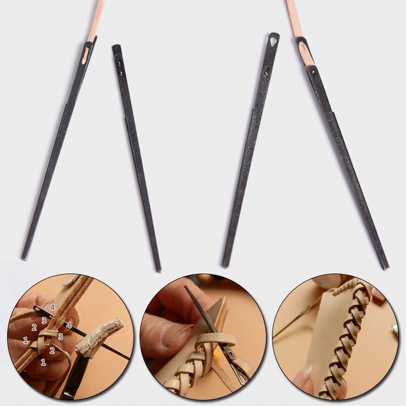 Δερμάτινη βελόνα πλεξίματος για δερμάτινα κορδόνια Δερμάτινο σχοινί διπλής τρύπας βελόνα δαντέλας Βελόνα ραπτικής DIY δερμάτινο εργαλείο ραπτικής