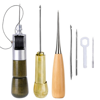 SHWAKK Šilo za šivanje kože Komplet s koncima Probijač rupa Speedy Stitcher Kožarstvo za bušenje Postolar Platno Kožarski alati