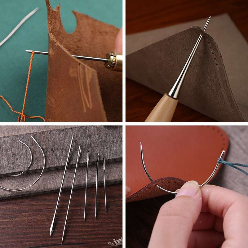 SHWAKK Šilo za šivanje kože Komplet s koncima Probijač rupa Speedy Stitcher Kožarstvo za bušenje Postolar Platno Kožarski alati