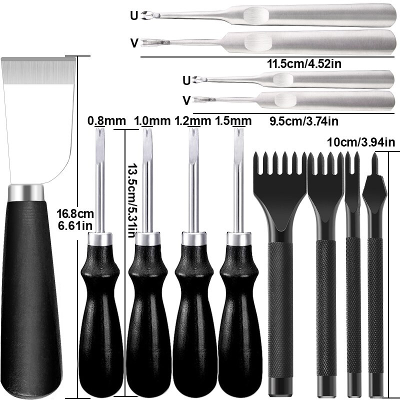 LMDZ Δερμάτινα Εργαλεία Χειροτεχνίας Σετ Τρύπα Δερμάτινη Edge Beveler Skiving Knife Slotter Δερμάτινο κοστούμι κοπής για δερμάτινες εργασίες