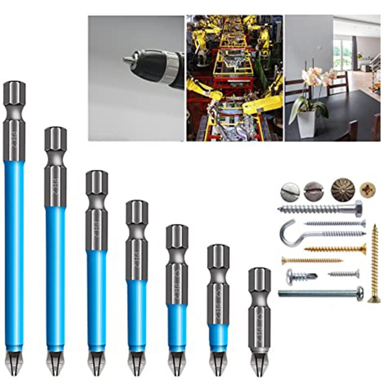 1 komplekt 25–150 mm ristotsakuga puuripeaga kruvikeeraja otsikud Käsitööriistad Libisemisvastased Elektrilised kuuskantmagnetkruvikeeraja puuriotsad