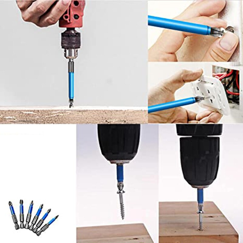 1 komplekt 25–150 mm ristotsakuga puuripeaga kruvikeeraja otsikud Käsitööriistad Libisemisvastased Elektrilised kuuskantmagnetkruvikeeraja puuriotsad