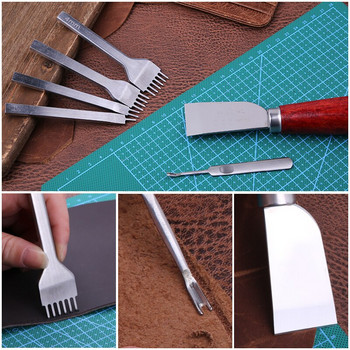 LMDZ Комплект инструменти за кожени занаяти Кожен перфоратор Кожен режещ нож Инструменти Перфоратор и подложка за рязане за обработка на кожа