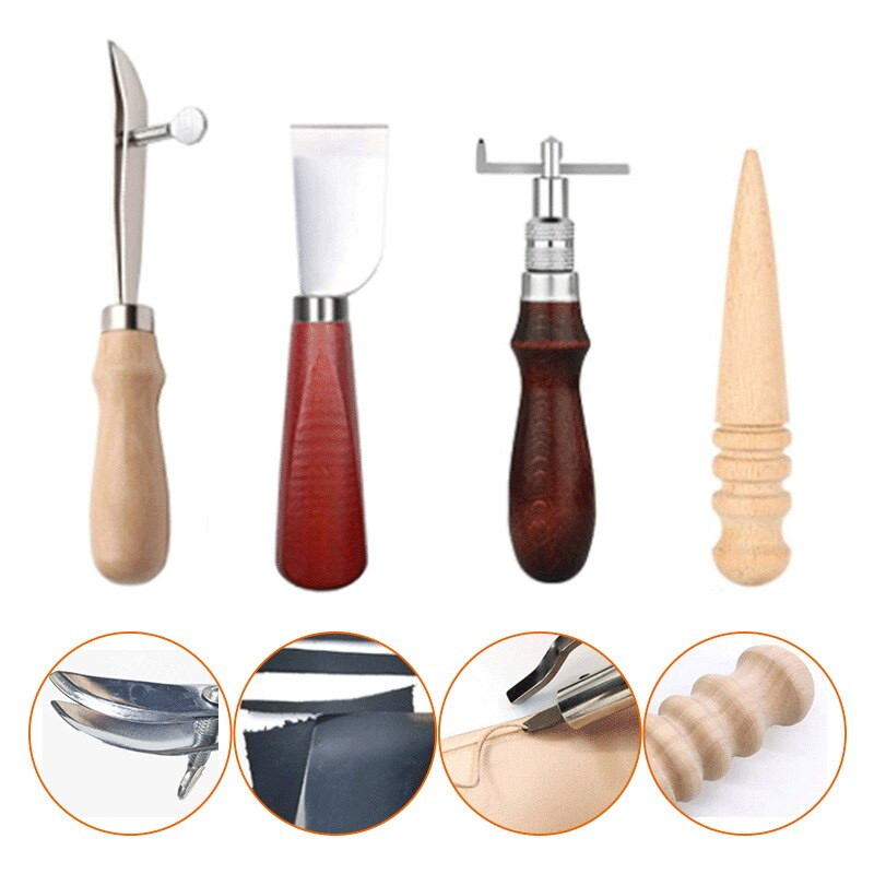 18 τμχ/σετ Επαγγελματικό δερμάτινο σετ εργαλείων χειροτεχνίας ράψιμο χειροκίνητο ράψιμο γροθιά σκάλισμα εργασίας Σετ σέλας Αξεσουάρ Σετ εργαλείων DIY