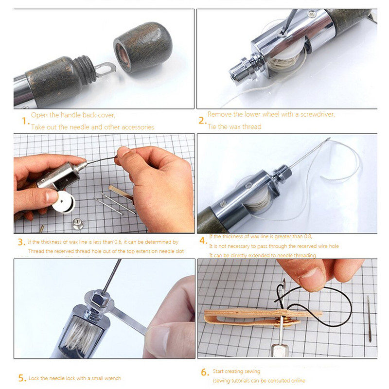 Set de ață manuală de cusut din piele pentru cizmar, artizanat, pânză, cusător rapid, croitor, truncă de înlocuire, set de instrumente pentru ac