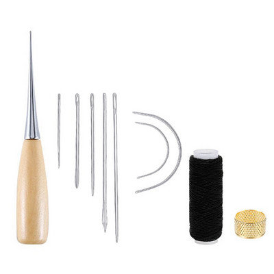 Δερμάτινο σετ ραπτικής χειροτεχνίας Δερμάτινα παπούτσια σε καμβά Εργαλεία επισκευής Βελόνες χειροποίητου γύψου Κερωμένο νήμα ραψίματος με σουβλί για ραφές για αρχάριους