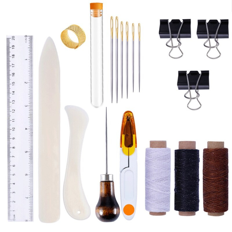 Δερμάτινο σετ ραπτικής χειροτεχνίας Δερμάτινα παπούτσια σε καμβά Εργαλεία επισκευής Βελόνες χειροποίητου γύψου Κερωμένο νήμα ραψίματος με σουβλί για ραφές για αρχάριους