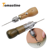 Ξύλινη λαβή Punch Awl Hole Maker Cone Leather Craft Rapping Supplies Canvas Shoes Repair Repair Threader Stitch Needle