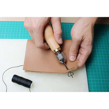 Ξύλινη λαβή Punch Awl Hole Maker Cone Leather Craft Rapping Supplies Canvas Shoes Repair Repair Threader Stitch Needle