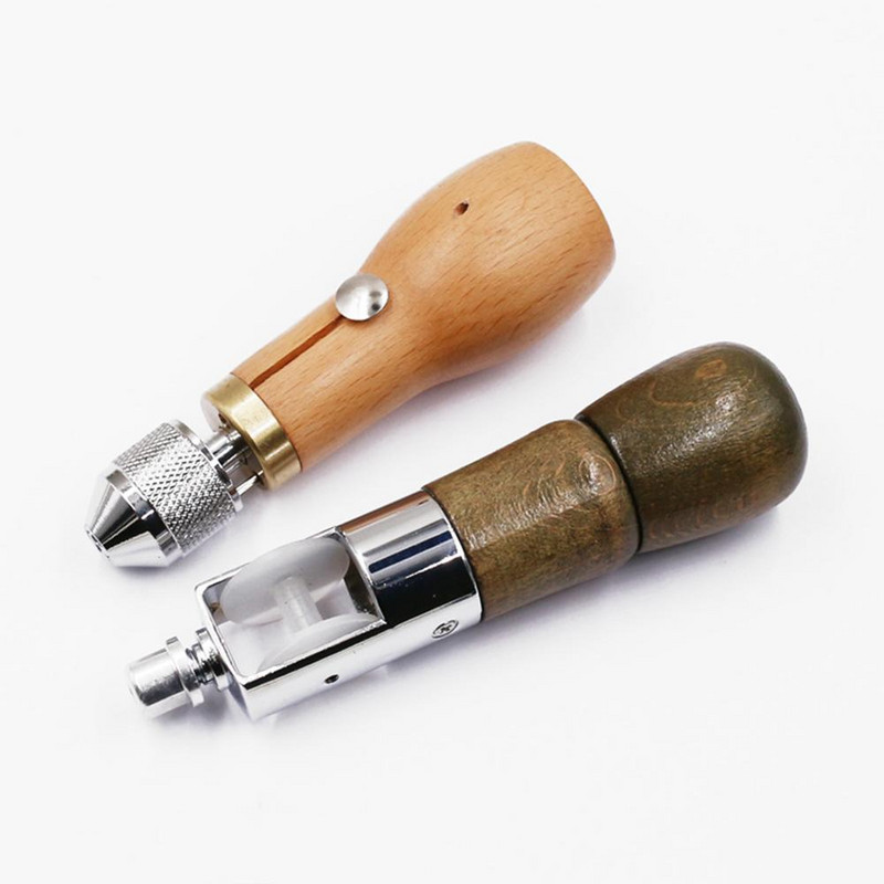 Ξύλινη λαβή Punch Awl Hole Maker Cone Leather Craft Rapping Supplies Canvas Shoes Repair Repair Threader Stitch Needle