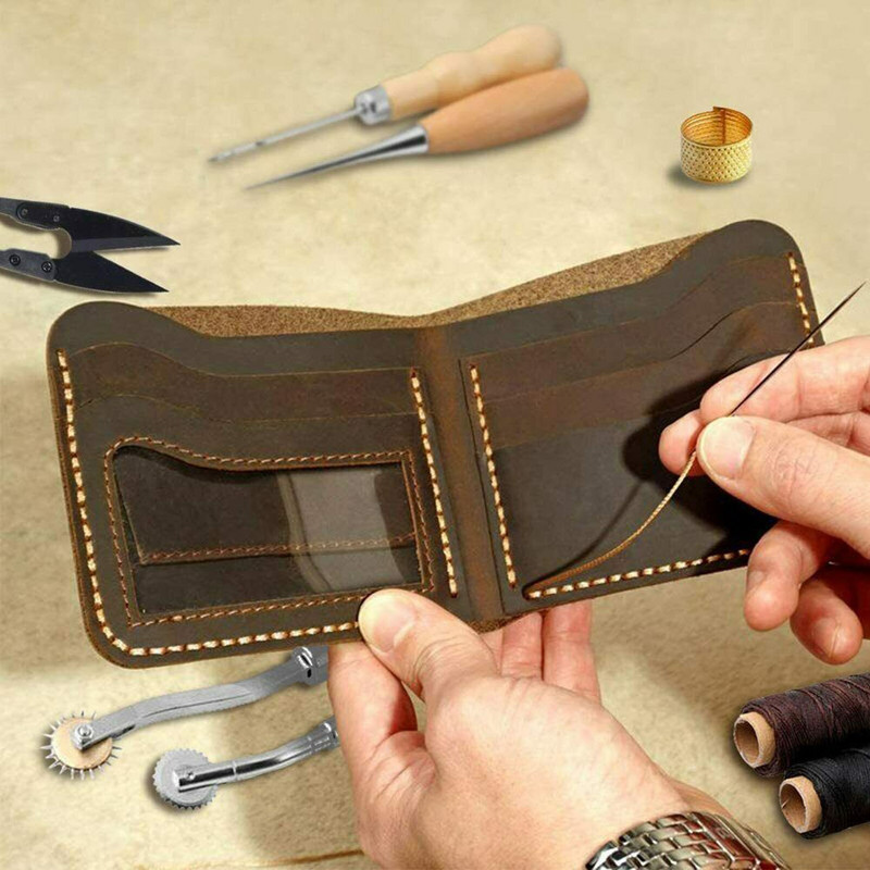 Set kožnih alata za šivanje od 25 komada DIY pribor za ručno šivanje s rezbarskim priborom za žljebljenje, šilo, voštani naprstak, osnovni alati za početnike
