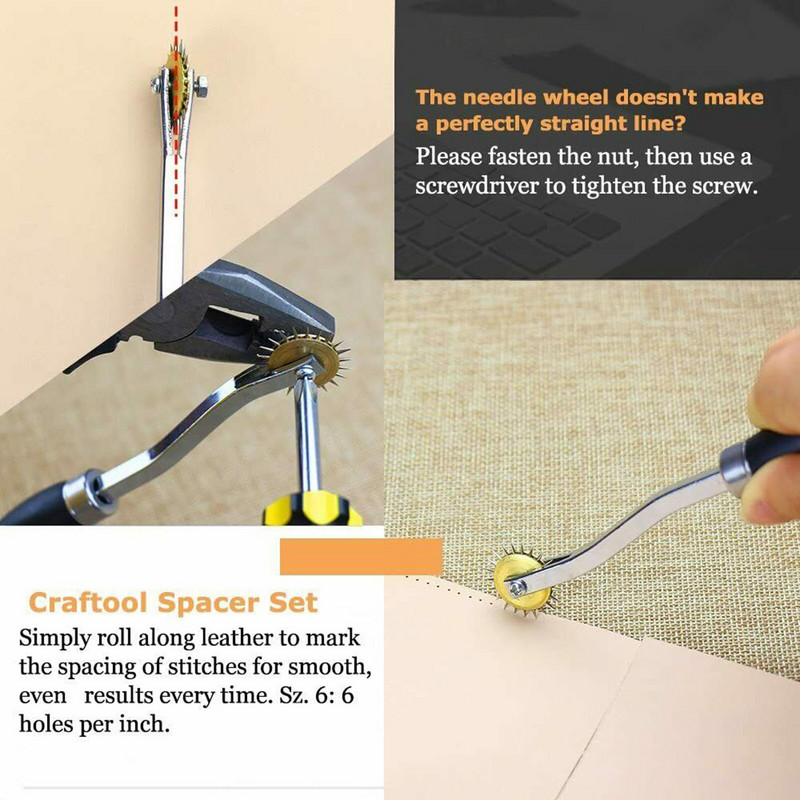 Set kožnih alata za šivanje od 25 komada DIY pribor za ručno šivanje s rezbarskim priborom za žljebljenje, šilo, voštani naprstak, osnovni alati za početnike