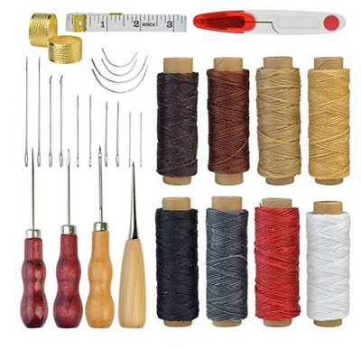 Kit de piele Set de instrumente pentru artizanat din piele Cutter de mână Sculptură Cusătură Poanson Sculptură Awl din piele Ace pentru începători HJ