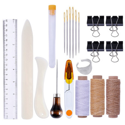 Kit de piele Set de instrumente pentru artizanat din piele Cutter de mână Sculptură Cusătură Poanson Sculptură Awl din piele Ace pentru începători HJ