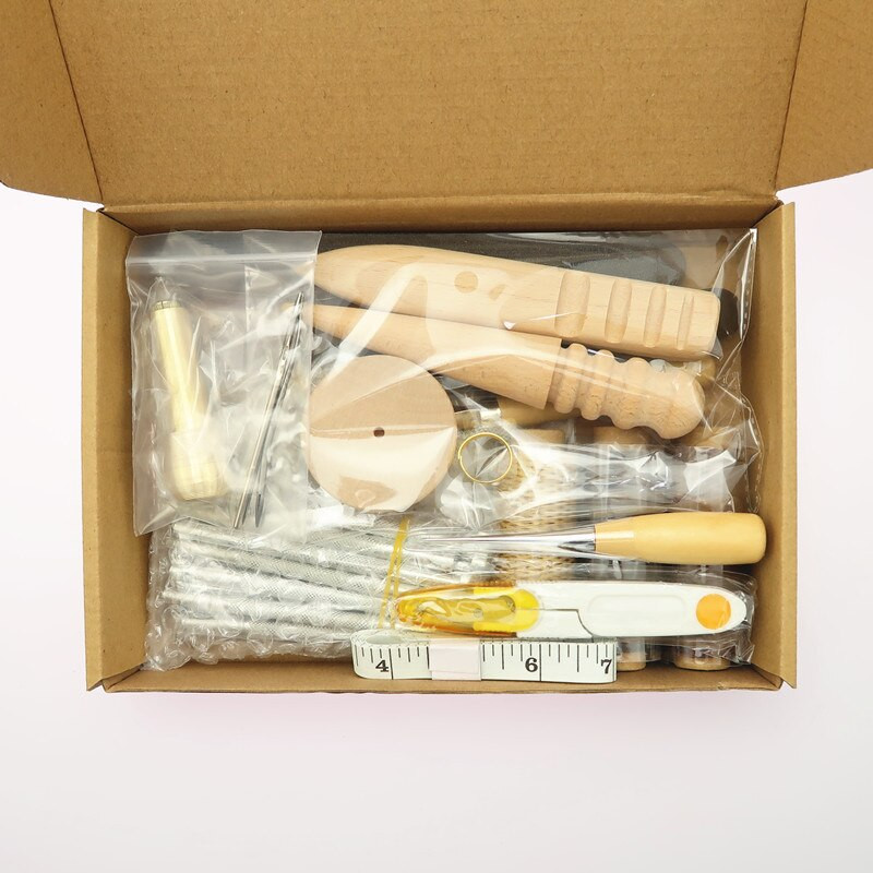 Kit de piele Set de instrumente pentru artizanat din piele Cutter de mână Sculptură Cusătură Poanson Sculptură Awl din piele Ace pentru începători HJ