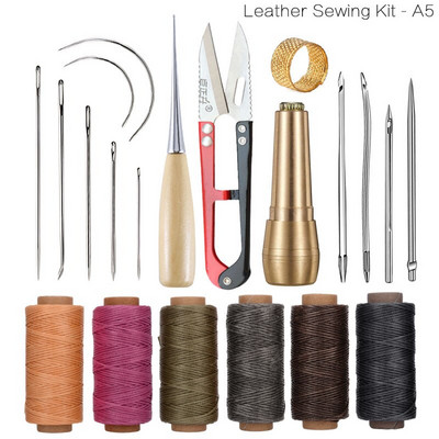 Komplet šila za šivanje s bakrenom drškom i 30M ravnim voštanim koncem Igle za šivanje s velikim ušima Škare za platnene cipele Alat za popravak