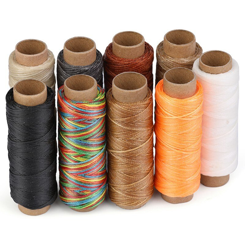 Χάλκινη λαβή ραψίματος Awl Kit με 30M Επίπεδη κερωμένη κλωστή Βελόνες ραψίματος με μεγάλα μάτια Νήμα ψαλίδι για παπούτσι από καμβά Εργαλείο επισκευής