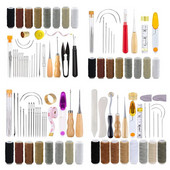 Profesionalus odinių amatų įrankių rinkinys Siuvimo rinkinys Vaškuotas siūlas Rankų dygsniavimo adatos Susiuvimo perforatorius „Pasidaryk pats“ odinių įrankių rinkinys