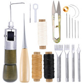 IMZAY nahast käsitööõmbluskomplekt vahatatud niidiga õmblusnõeltega Nahast õmblusnõelad, rätsepakäärid isetegemiseks