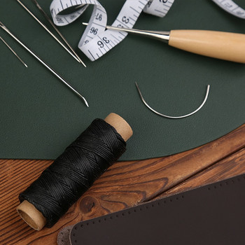 IMZAY Комплект за шиене на кожени изделия с восъчен конец Игли за шиене Инструменти за перфориране на кожени шевове Шивашки ножици за работа „направи си сам“