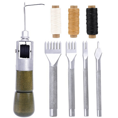 IMZAY nahast käsitööõmbluskomplekt vahatatud niidiga õmblusnõeltega Nahast õmblusnõelad, rätsepakäärid isetegemiseks