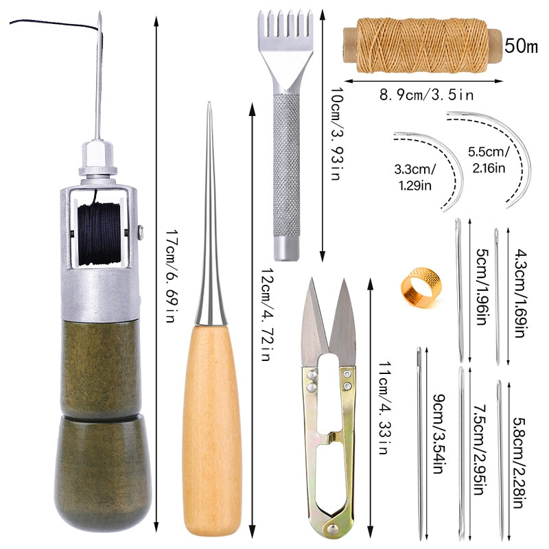 IMZAY nahast käsitööõmbluskomplekt vahatatud niidiga õmblusnõeltega Nahast õmblusnõelad, rätsepakäärid isetegemiseks