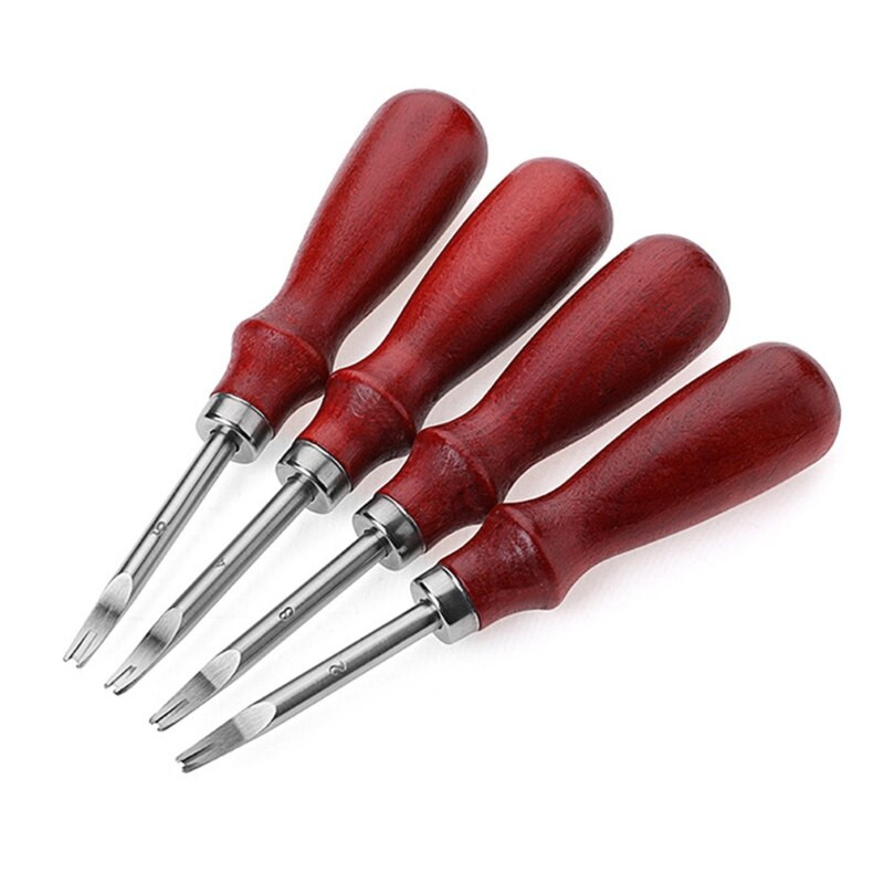 4 τμχ Edge Leather Beveler Craft Keen Edge Beveler Cutting Beveling Leather Skiver Tool DIY 1,6mm/1,4mm/1,2mm/1,0mm E56C