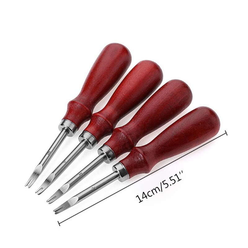 4 τμχ Edge Leather Beveler Craft Keen Edge Beveler Cutting Beveling Leather Skiver Tool DIY 1,6mm/1,4mm/1,2mm/1,0mm E56C