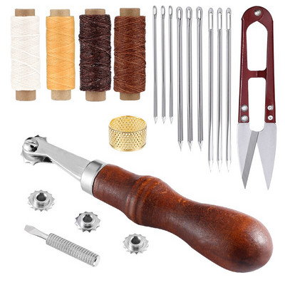 Σετ εργαλείων εργασίας επαγγελματικού δερμάτινου ραπτικής MIUSIE με δερμάτινες βελόνες, κλωστή κεριού και δερμάτινα εργαλεία χειροτεχνίας DIY