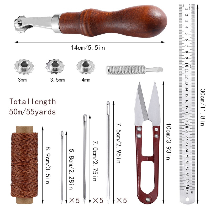 Σετ εργαλείων εργασίας επαγγελματικού δερμάτινου ραπτικής MIUSIE με δερμάτινες βελόνες, κλωστή κεριού και δερμάτινα εργαλεία χειροτεχνίας DIY