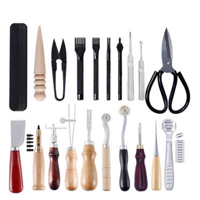 Κιτ εργαλείων διάτρησης δερμάτινων χειροτεχνιών MIUSIE Ραπτική σκάλισμα Εργαζόμενο ράψιμο χειροποίητης σέλας Groover Δερμάτινο σετ εργαλείων χειροτεχνίας