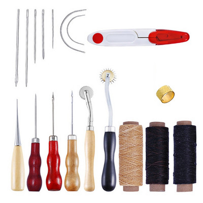 Κιτ εργαλείων διάτρησης δερμάτινων χειροτεχνιών MIUSIE Ραπτική σκάλισμα Εργαζόμενο ράψιμο χειροποίητης σέλας Groover Δερμάτινο σετ εργαλείων χειροτεχνίας