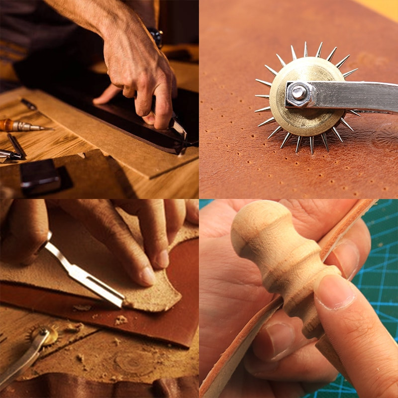 Κιτ εργαλείων διάτρησης δερμάτινων χειροτεχνιών MIUSIE Ραπτική σκάλισμα Εργαζόμενο ράψιμο χειροποίητης σέλας Groover Δερμάτινο σετ εργαλείων χειροτεχνίας