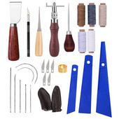 MIUSIE Set de instrumente profesionale pentru artizanat din piele Instrument de cusut manual cu cuțit de sculptat Instrument de tăiat piele pentru prelucrarea pielii