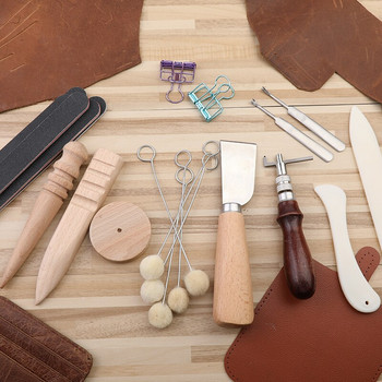 MIUSIE Multifunctonal Leather Craft Tools Kit Cutting Work Groover Tool DIY кожен комплект за ръчно шиене Ремонтен комплект за кожени работи