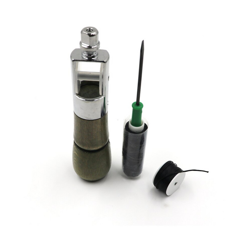 Ādas amatniecības īlenu rīku komplekts Manuālais šūšanas šuvējs Ādas izšūšana ar 2 šūšanas adatām un diegi kurpniekam