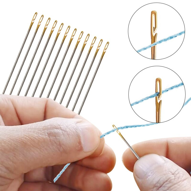 Vârstnici Ac orb orificiu pe partea acului 36 buc. Deschidere laterală coadă din oțel inoxidabil Ace de cusut manual pentru filet