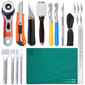 Set de scule multifuncționale din piele MIUSIE, cu instrument de perforare, lucru pentru sculptură, cuțit de tăiat piele, cusut cusut pentru lucrările de piele