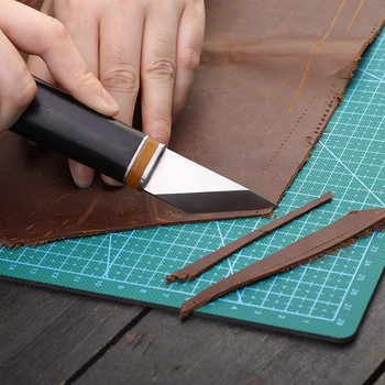 MIUSIE Мултифункционален комплект кожени инструменти с перфоратор Инструмент за дърворезба Нож за рязане на кожа Шевни шевове за кожени работи