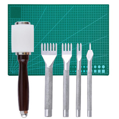 Set de scule multifuncționale din piele MIUSIE, cu instrument de perforare, lucru pentru sculptură, cuțit de tăiat piele, cusut cusut pentru lucrările de piele