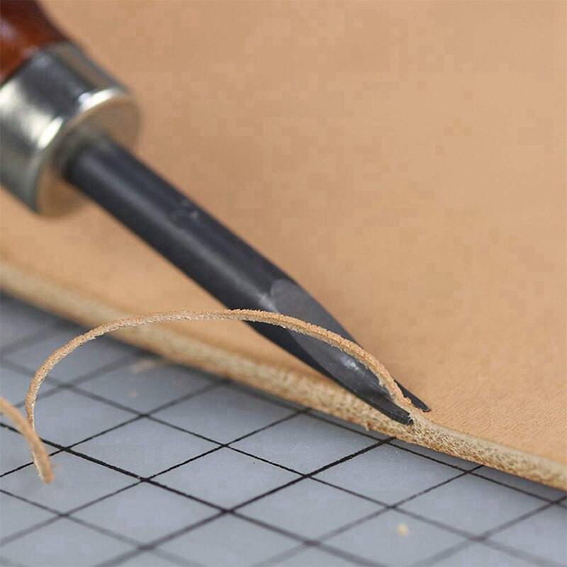3 τμχ 1,5/1,2/1 Mm Edge Leather Beveler Skiving Tool & 1 Pcs Wooden Leather Burnisher Tool
