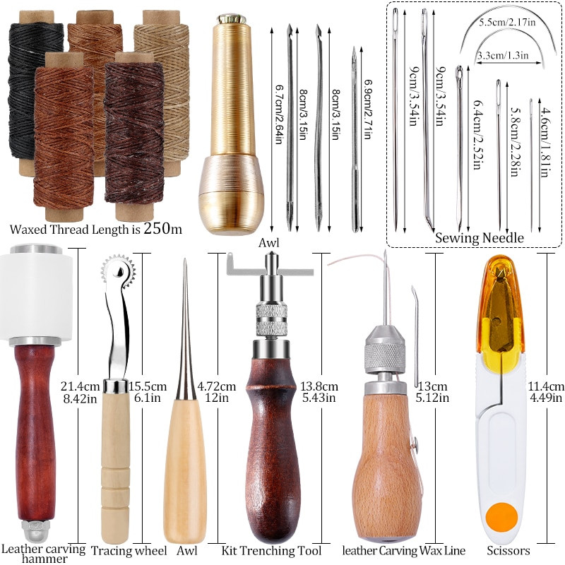 MIUSIE nahaõmblustööriistade komplekt DIY käsitsi valmistatud käsitsi õmblustööriistade komplekt, nahast käsitöötööriistad ja stantsimise nikerdustööriistad