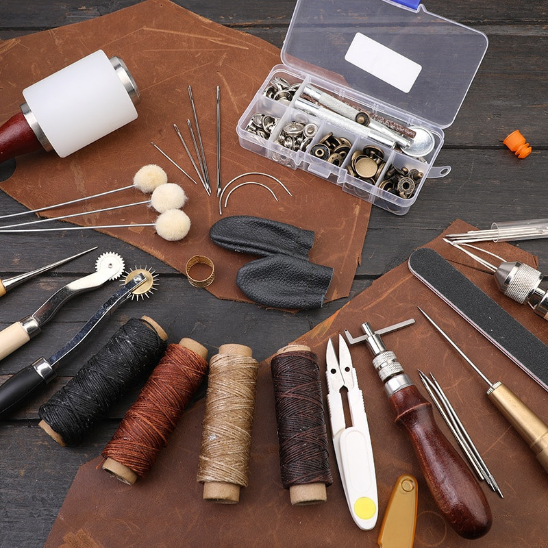 MIUSIE nahaõmblustööriistade komplekt DIY käsitsi valmistatud käsitsi õmblustööriistade komplekt, nahast käsitöötööriistad ja stantsimise nikerdustööriistad