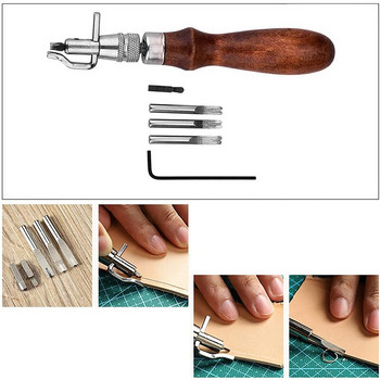 Инструменти за работа с кожа Leather Craft Регулируема машина за шевове на кожа Groover Round Wood Leather Burnisher за начинаещи