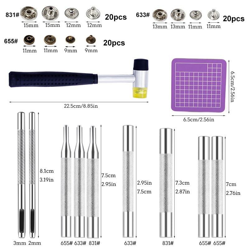 MIUSIE 40 komplekt nahast nööpkinnituste komplekt, metallist trukid, õmblusnööbid, nööpnööbid, käsitööna ja rõivaste jaoks käsitsi valmistatud