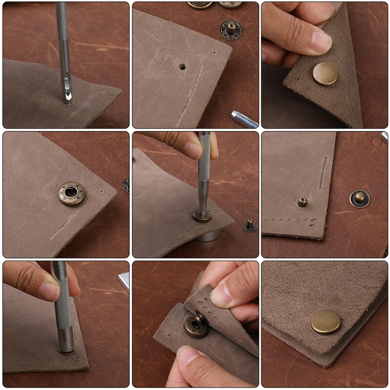 MIUSIE 40 komplekt nahast nööpkinnituste komplekt, metallist trukid, õmblusnööbid, nööpnööbid, käsitööna ja rõivaste jaoks käsitsi valmistatud