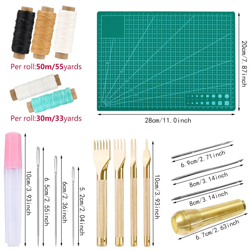 Trusă de instrumente profesionale de perforare a pielii MIUSIE și accesorii de cusut din piele pentru lucrul artizanal din piele
