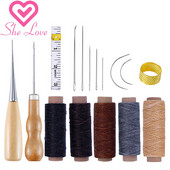 16 bucăți/set Kit de cusut din piele Set de cusut de mână Ace de cusut Set de fire de ceară pentru artizanat din piele Instrumente pentru prelucrarea pielii